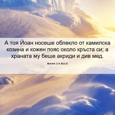 Picture 06 - Матей 3:4 BULG - А тоя Йоан носеше облекло - Bible Verse Picture