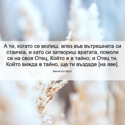 Picture 06 - Матей 6:6 BULG - А ти, когато се молиш, влез - Bible Verse Picture
