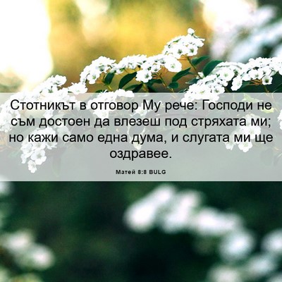 Picture 06 - Матей 8:8 BULG - Стотникът в отговор Му - Bible Verse Picture