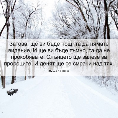 Picture 06 - Михей 3:6 BULG - Затова, ще ви бъде нощ, та - Bible Verse Picture