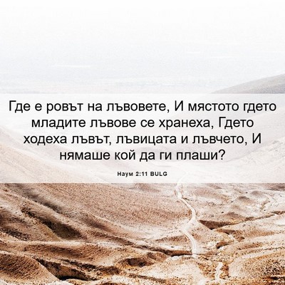 Picture 06 - Наум 2:11 BULG - Где е ровът на лъвовете, И - Bible Verse Picture