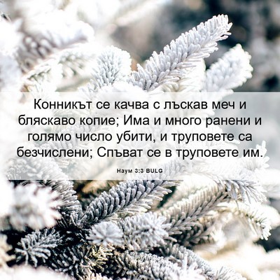 Picture 06 - Наум 3:3 BULG - Конникът се качва с лъскав - Bible Verse Picture
