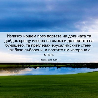 Picture 06 - Неемия 2:13 BULG - Излязох нощем през портата - Bible Verse Picture