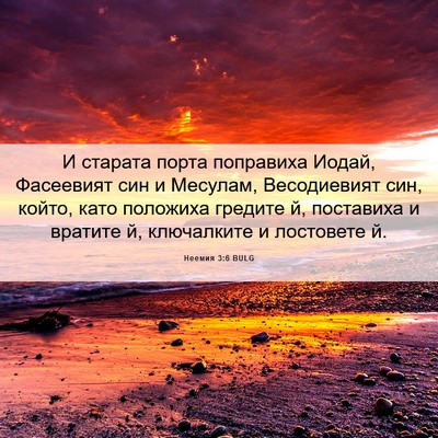 Picture 06 - Неемия 3:6 BULG - И старата порта поправиха - Bible Verse Picture
