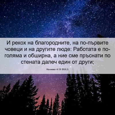 Picture 06 - Неемия 4:19 BULG - И рекох на благородните, на - Bible Verse Picture
