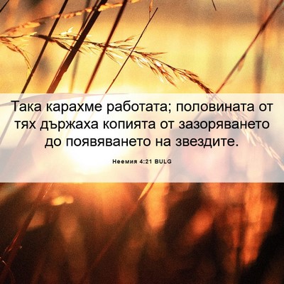 Picture 06 - Неемия 4:21 BULG - Така карахме работата; - Bible Verse Picture