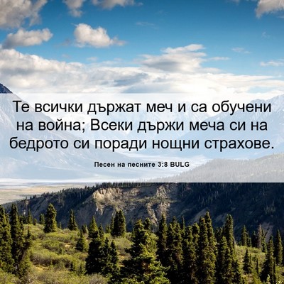 Picture 06 - Песен на песните 3:8 BULG - Те всички държат меч и са - Bible Verse Picture