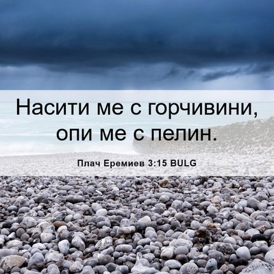 Picture 06 - Плач Еремиев 3:15 BULG - Насити ме с горчивини, опи - Bible Verse Picture