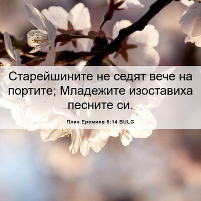 Picture 06 - Плач Еремиев 5:14 BULG - Старейшините не седят вече - Bible Verse Picture