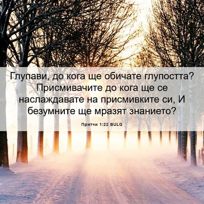 Picture 06 - Притчи 1:22 BULG - Глупави, до кога ще обичате - Bible Verse Picture