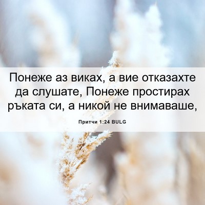 Picture 06 - Притчи 1:24 BULG - Понеже аз виках, а вие - Bible Verse Picture