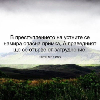 Picture 06 - Притчи 12:13 BULG - В престъплението на - Bible Verse Picture