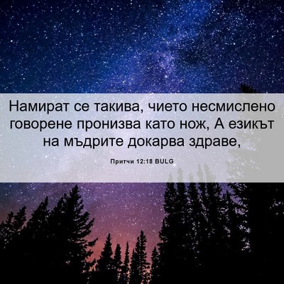Picture 06 - Притчи 12:18 BULG - Намират се такива, чието - Bible Verse Picture