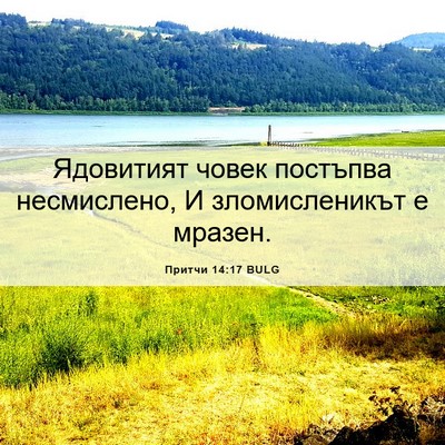 Picture 06 - Притчи 14:17 BULG - Ядовитият човек постъпва - Bible Verse Picture