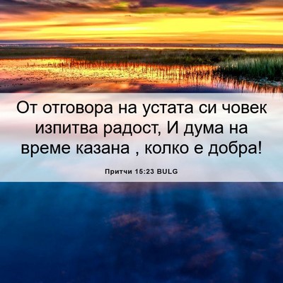 Picture 06 - Притчи 15:23 BULG - От отговора на устата си - Bible Verse Picture