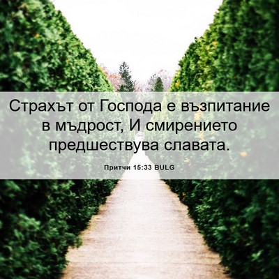 Picture 06 - Притчи 15:33 BULG - Страхът от Господа е - Bible Verse Picture