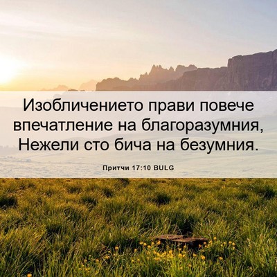 Picture 06 - Притчи 17:10 BULG - Изобличението прави - Bible Verse Picture