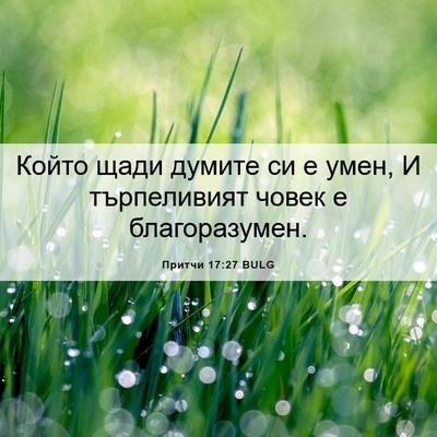 Picture 06 - Притчи 17:27 BULG - Който щади думите си е - Bible Verse Picture