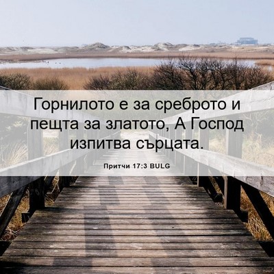 Picture 06 - Притчи 17:3 BULG - Горнилото е за среброто и - Bible Verse Picture