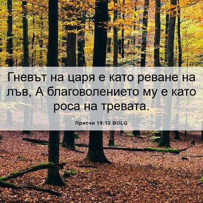 Picture 06 - Притчи 19:12 BULG - Гневът на царя е като - Bible Verse Picture