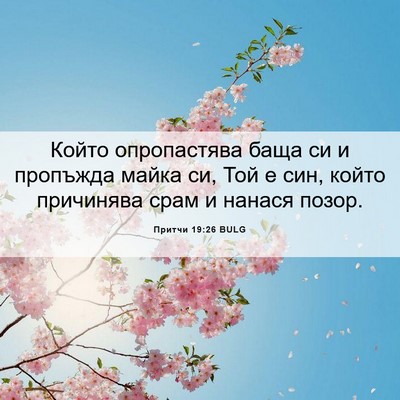 Picture 06 - Притчи 19:26 BULG - Който опропастява баща си - Bible Verse Picture