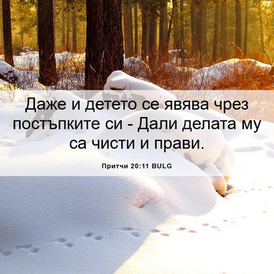 Picture 06 - Притчи 20:11 BULG - Даже и детето се явява чрез - Bible Verse Picture