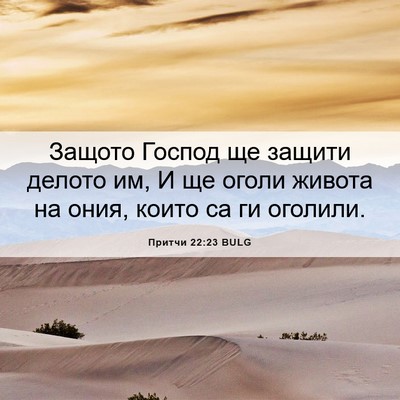Picture 06 - Притчи 22:23 BULG - Защото Господ ще защити - Bible Verse Picture
