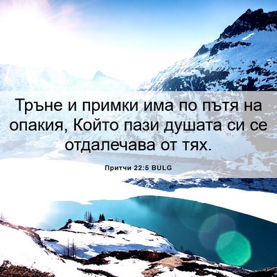 Picture 06 - Притчи 22:5 BULG - Тръне и примки има по пътя - Bible Verse Picture