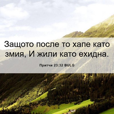 Picture 06 - Притчи 23:32 BULG - Защото после то хапе като - Bible Verse Picture