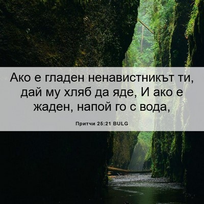 Picture 06 - Притчи 25:21 BULG - Ако е гладен ненавистникът - Bible Verse Picture