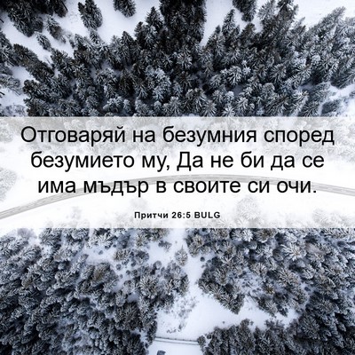 Picture 06 - Притчи 26:5 BULG - Отговаряй на безумния - Bible Verse Picture