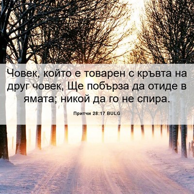Picture 06 - Притчи 28:17 BULG - Човек, който е товарен с - Bible Verse Picture
