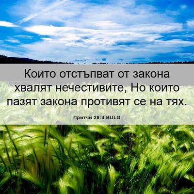Picture 06 - Притчи 28:4 BULG - Които отстъпват от закона - Bible Verse Picture