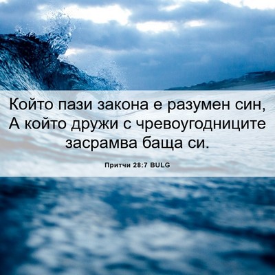 Picture 06 - Притчи 28:7 BULG - Който пази закона е - Bible Verse Picture
