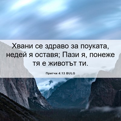 Picture 06 - Притчи 4:13 BULG - Хвани се здраво за поуката, - Bible Verse Picture