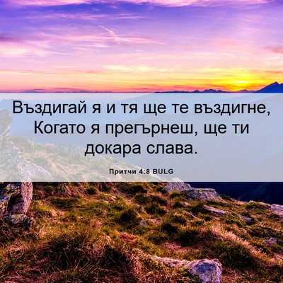 Picture 06 - Притчи 4:8 BULG - Въздигай я и тя ще те - Bible Verse Picture