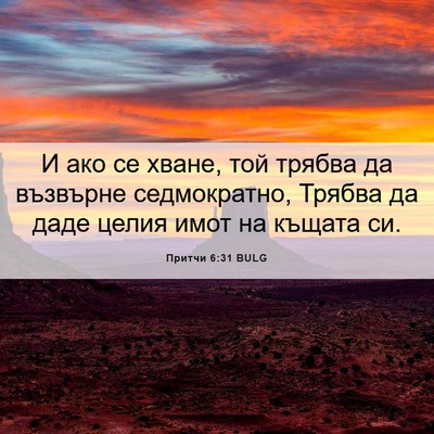 Picture 06 - Притчи 6:31 BULG - И ако се хване, той трябва - Bible Verse Picture