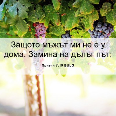 Picture 06 - Притчи 7:19 BULG - Защото мъжът ми не е у дома. - Bible Verse Picture