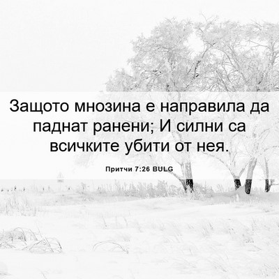 Picture 06 - Притчи 7:26 BULG - Защото мнозина е направила - Bible Verse Picture