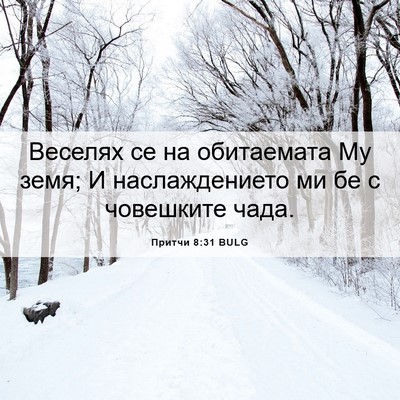 Picture 06 - Притчи 8:31 BULG - Веселях се на обитаемата - Bible Verse Picture