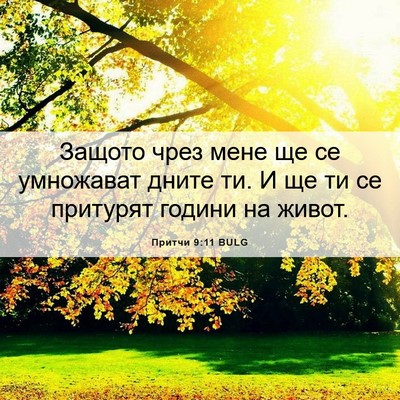 Picture 06 - Притчи 9:11 BULG - Защото чрез мене ще се - Bible Verse Picture