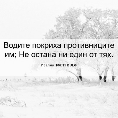 Picture 06 - Псалми 106:11 BULG - Водите покриха - Bible Verse Picture
