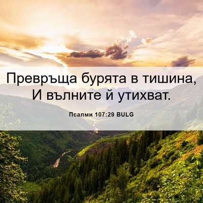 Picture 06 - Псалми 107:29 BULG - Превръща бурята в тишина, И - Bible Verse Picture