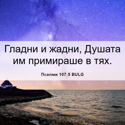 Picture 06 - Псалми 107:5 BULG - Гладни и жадни, Душата им - Bible Verse Picture