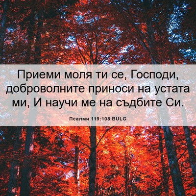 Picture 06 - Псалми 119:108 BULG - Приеми моля ти се, Господи, - Bible Verse Picture