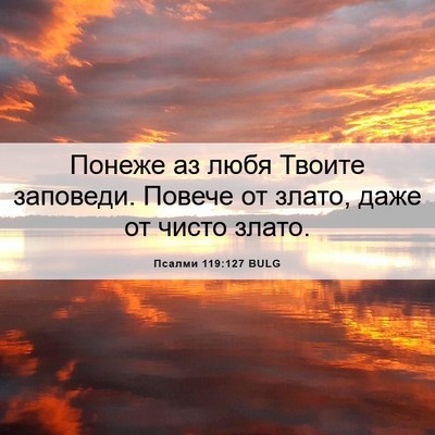 Picture 06 - Псалми 119:127 BULG - Понеже аз любя Твоите - Bible Verse Picture