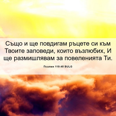 Picture 06 - Псалми 119:48 BULG - Също и ще повдигам ръцете - Bible Verse Picture