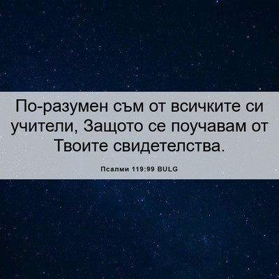 Picture 06 - Псалми 119:99 BULG - По-разумен съм от всичките - Bible Verse Picture