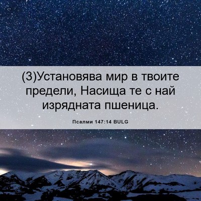 Picture 06 - Псалми 147:14 BULG - (3)Установява мир в твоите - Bible Verse Picture