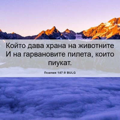 Picture 06 - Псалми 147:9 BULG - Който дава храна на - Bible Verse Picture